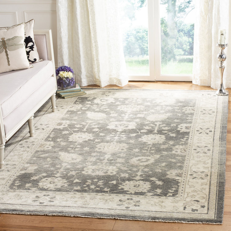Darby Home Co Chandler Handmade HandKnotted Wool Gray/Beige Rug Wayfair
